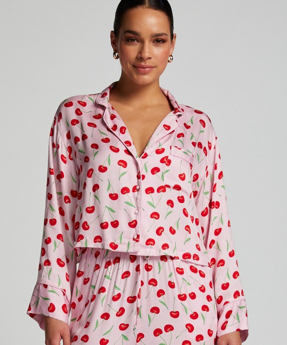 Блуза пижамная жен. ткан. Jacket LS Vis Cherry 205059