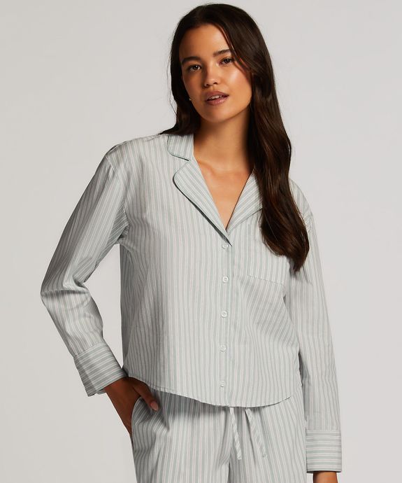 Блуза пижамная жен. ткан. Jacket LS Cotton Stripe 205132