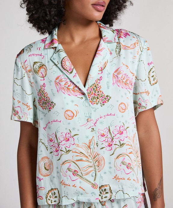 Блузка домашняя жен. швейная Jacket SS Satin Samba 302114 - фото 2