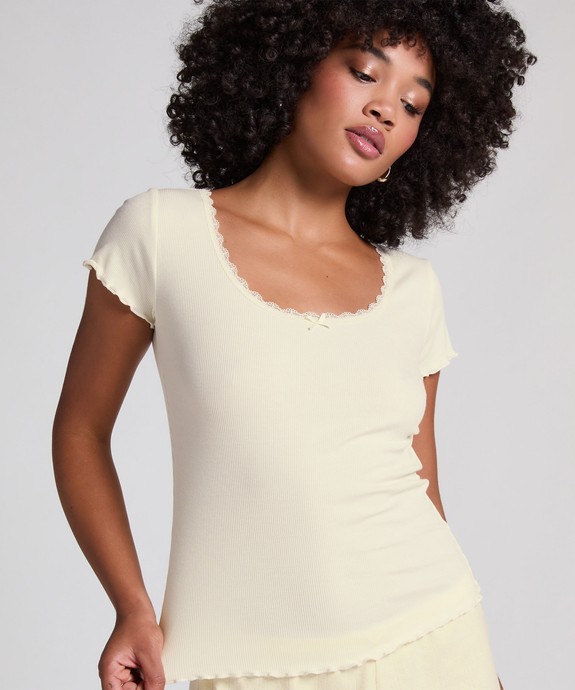 Топ жен. трикотаж. Top SS Rib Jersey Lace 302118