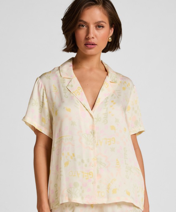 Блузка домашняя жен. швейная Jacket SS Satin Print 305237