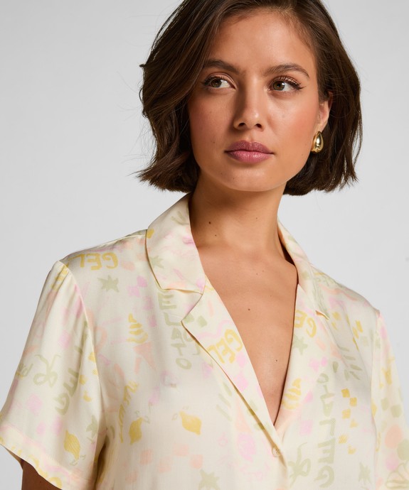 Блузка домашняя жен. швейная Jacket SS Satin Print 305237