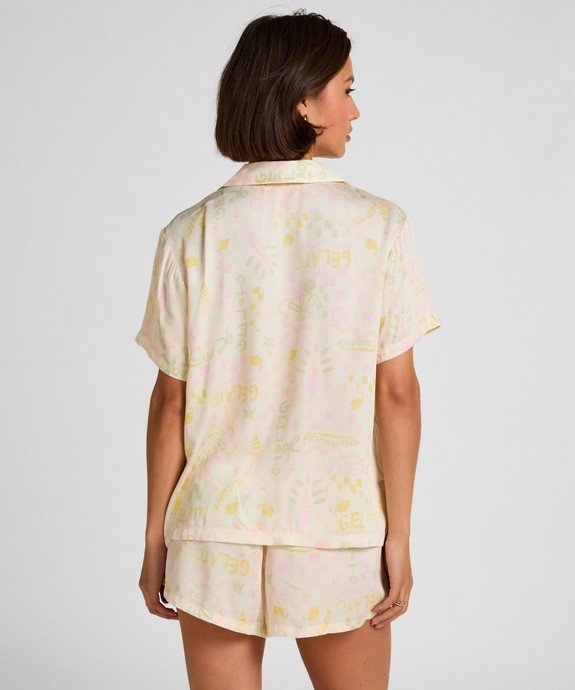 Блузка домашняя жен. швейная Jacket SS Satin Print 305237