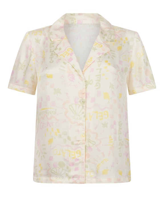 Блузка домашняя жен. швейная Jacket SS Satin Print 305237